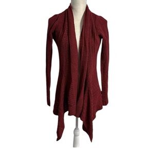 Charlotte Russe Sweater Open Front Cardigan Long Sleeve Burgundy Sz XS
